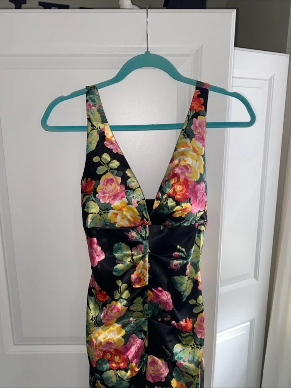 Jump Apparel Prom Gown  Dress 7/8 Black Floral Multi Colored - Picture 12 of 16